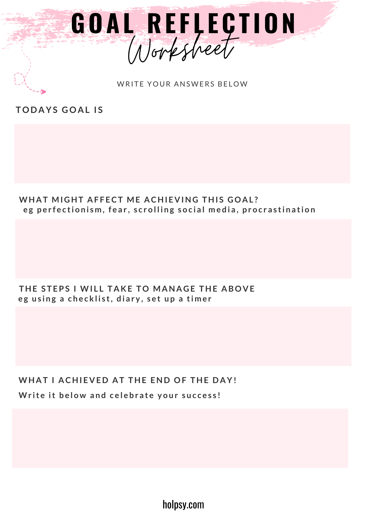 Goal Setting Sheet (self reflection)